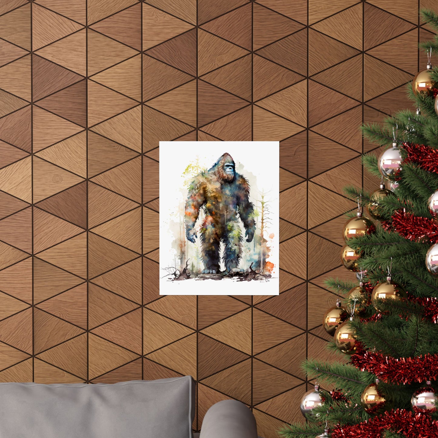 Bigfoot Art Poster - Colorful Sasquatch Wall Decor - Matte Vertical Poster