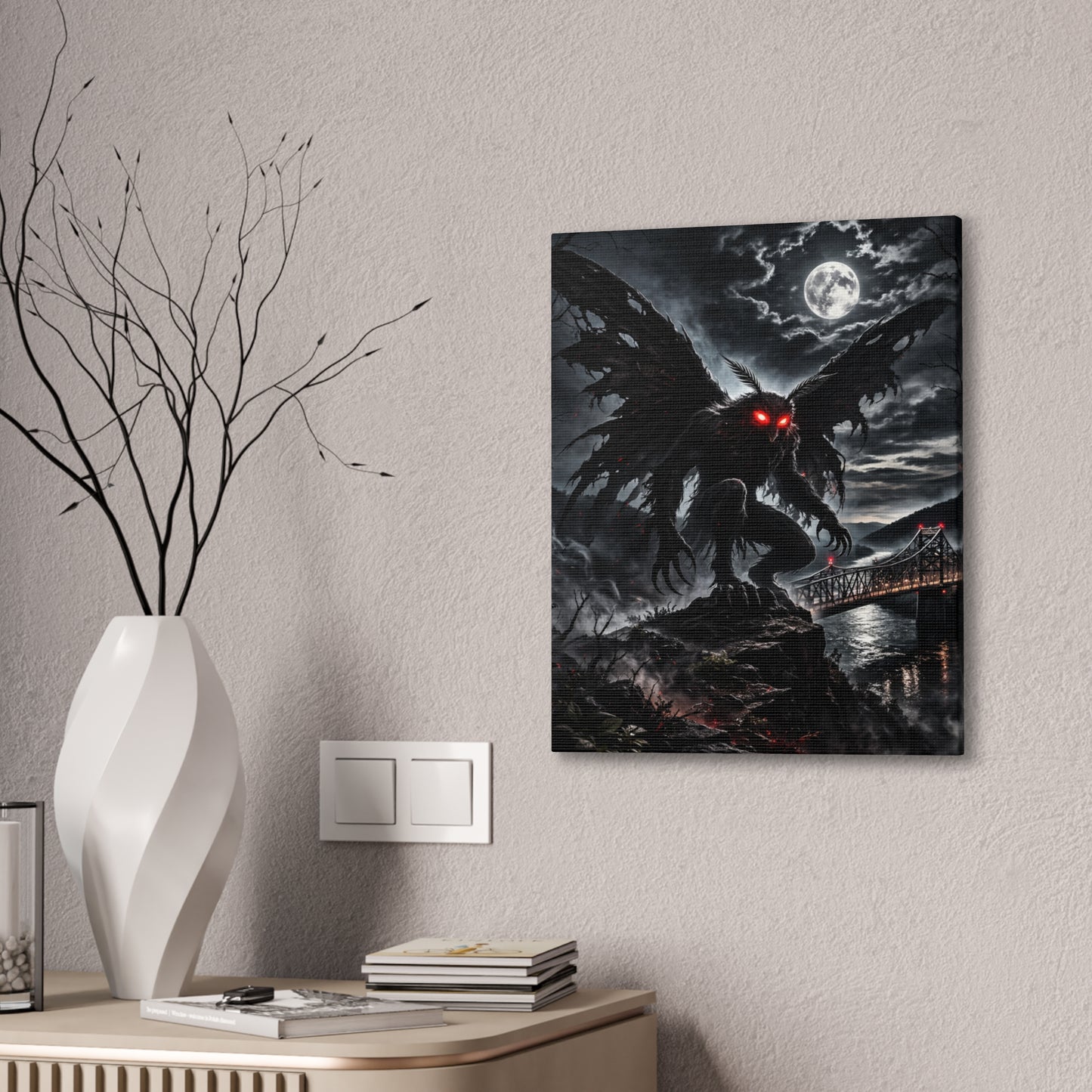 Mothman Canvas Print | Dark Moonlit Series | 12x16 16x20