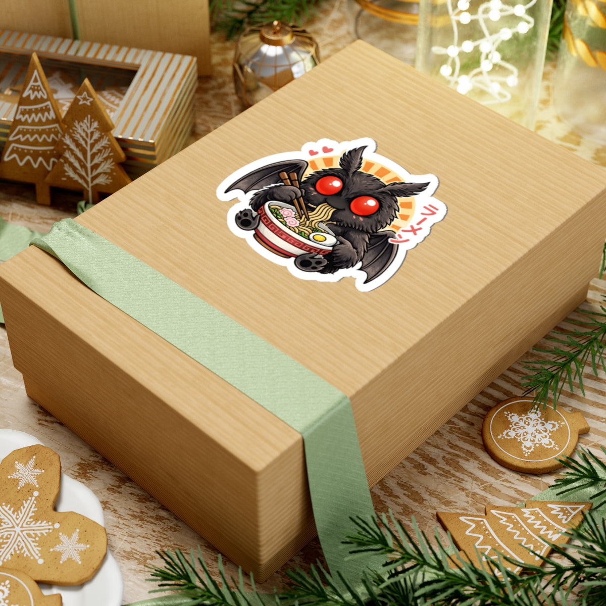 Mothman Eating Ramen Sticker | Chasing Cryptids | 3x3 & 4x4