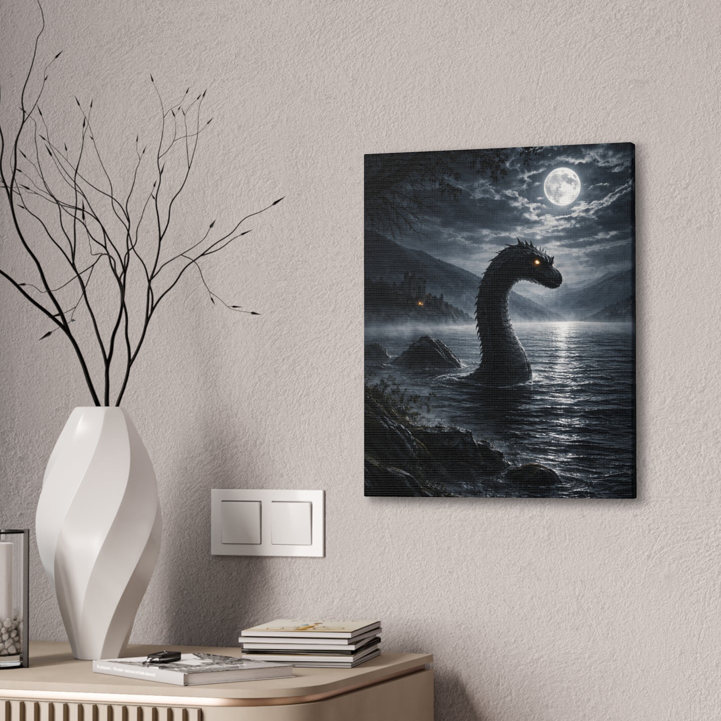 Loch Ness Monster Canvas Print | Dark Moonlit Series | 12x16 & 16x20