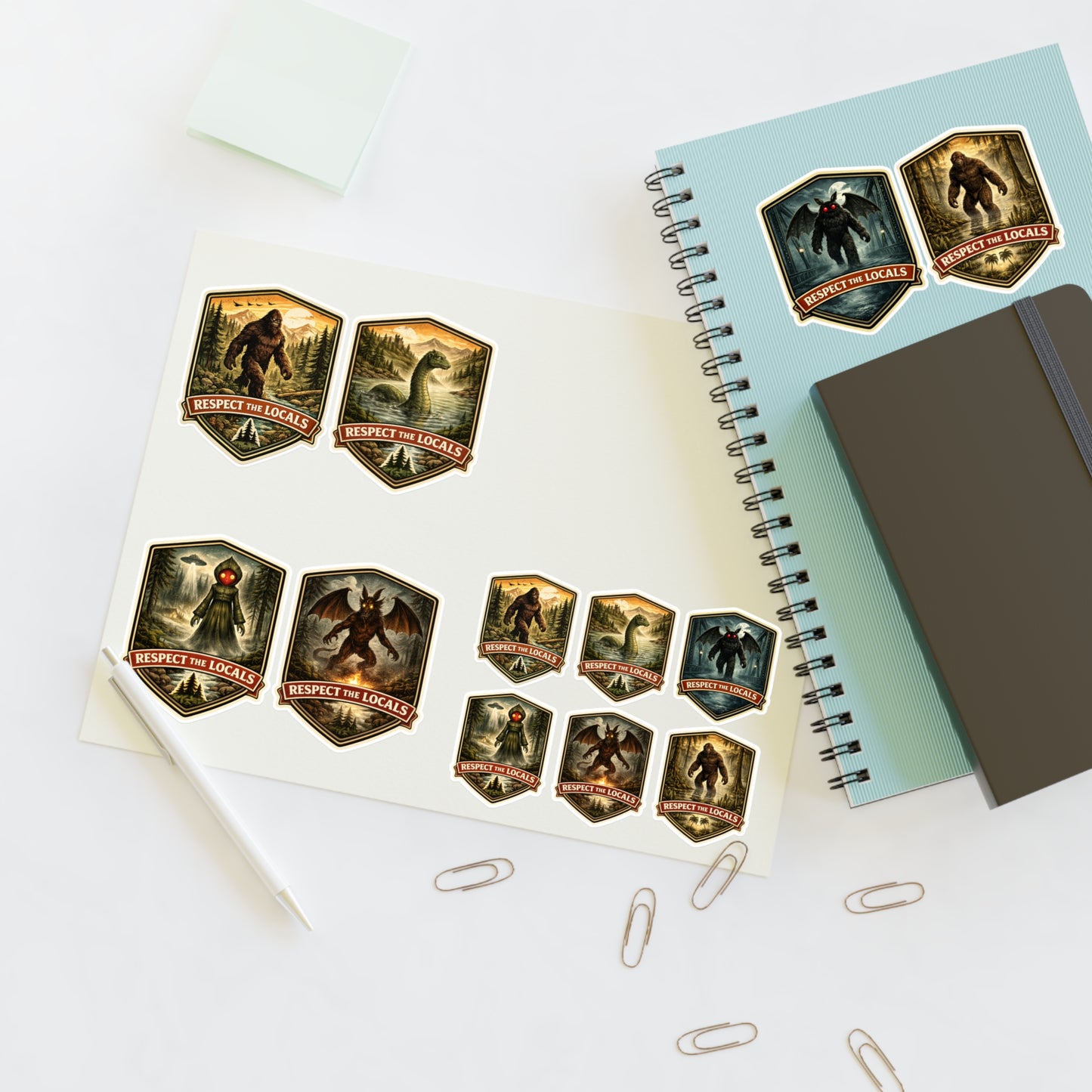 Cryptid Sticker Sheet | Respect The Locals | 12 Sticker Set 11x8.5