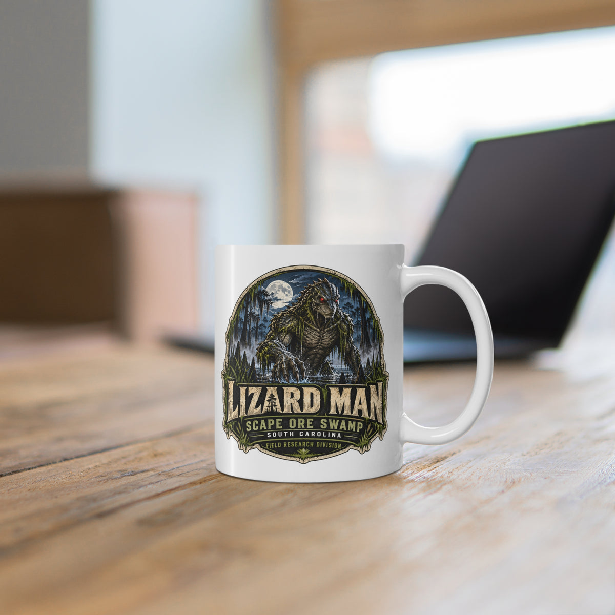 Lizard Man Mug | Scape Ore Swamp South Carolina Cryptid Mug | Reptilian Humanoid Coffee Cup | 11 oz Cryptid Gift