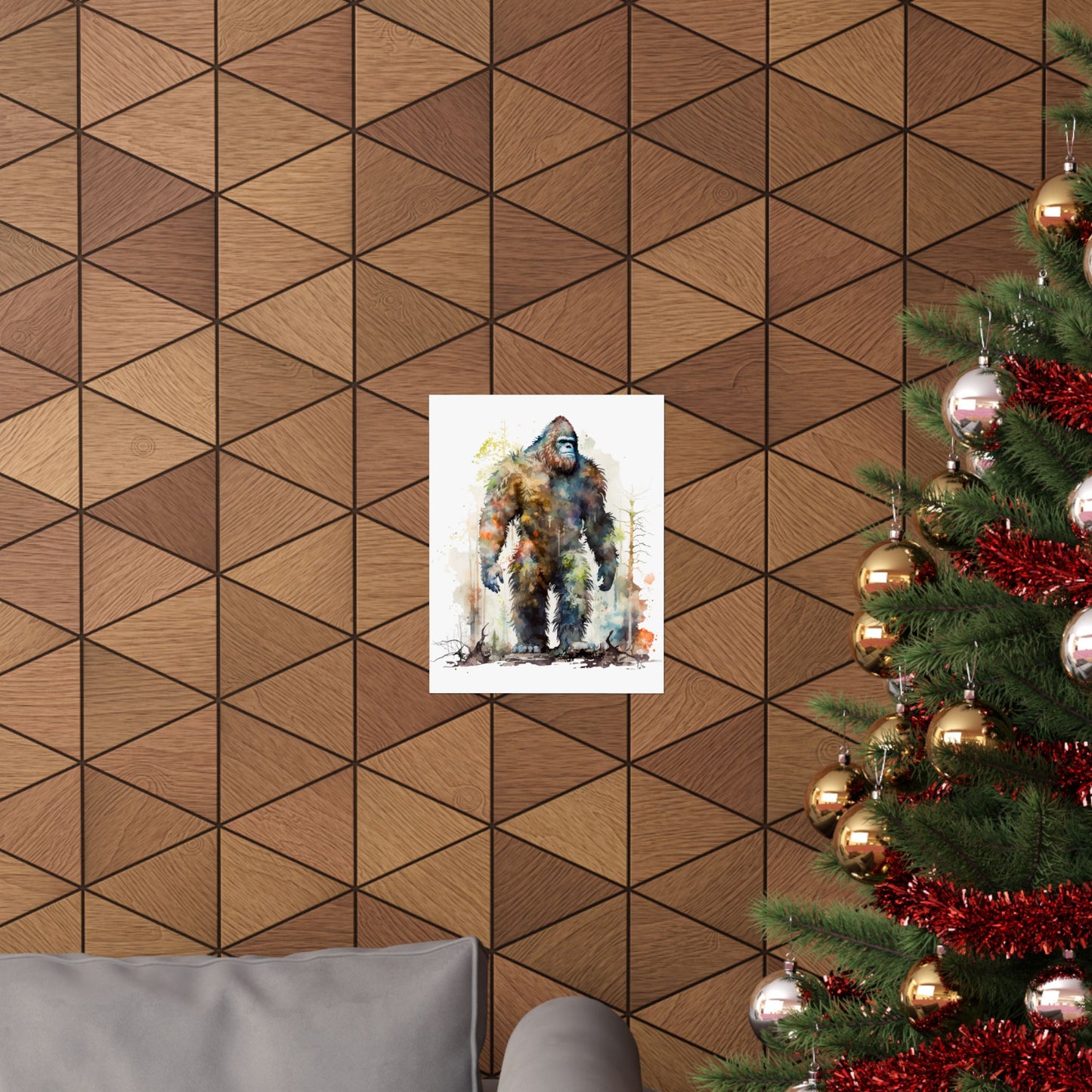 Bigfoot Art Poster -  Colorful Sasquatch Wall Decor - Matte Vertical Poster
