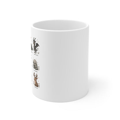 Protect the Locals Bigfoot Nessie Mothman illustrated ceramic mug