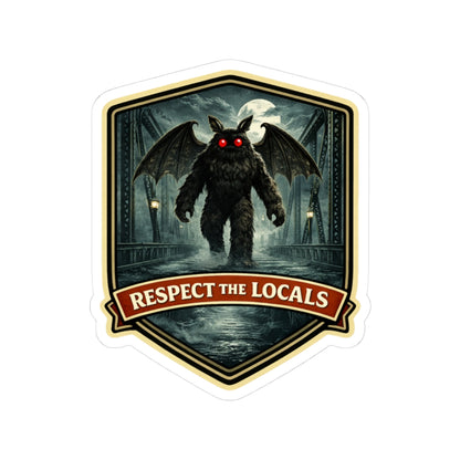 Mothman vintage badge vinyl sticker, Respect the Locals series
