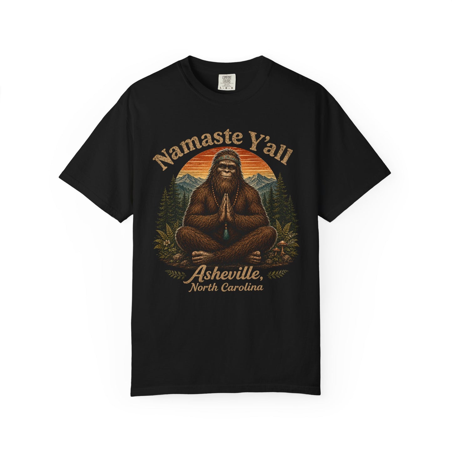 Namaste Y'all Sasquatch T-shirt | Asheville North Carolina