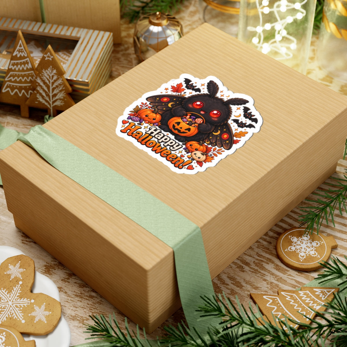 Cute Mothman Halloween Sticker, Happy Halloween Cryptid Sticker, Spooky Cute Mothman Gift