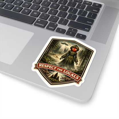 Flatwoods Monster vintage badge vinyl sticker, Respect the Locals series