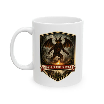 Jersey Devil vintage badge ceramic coffee mug, Respect the Locals series