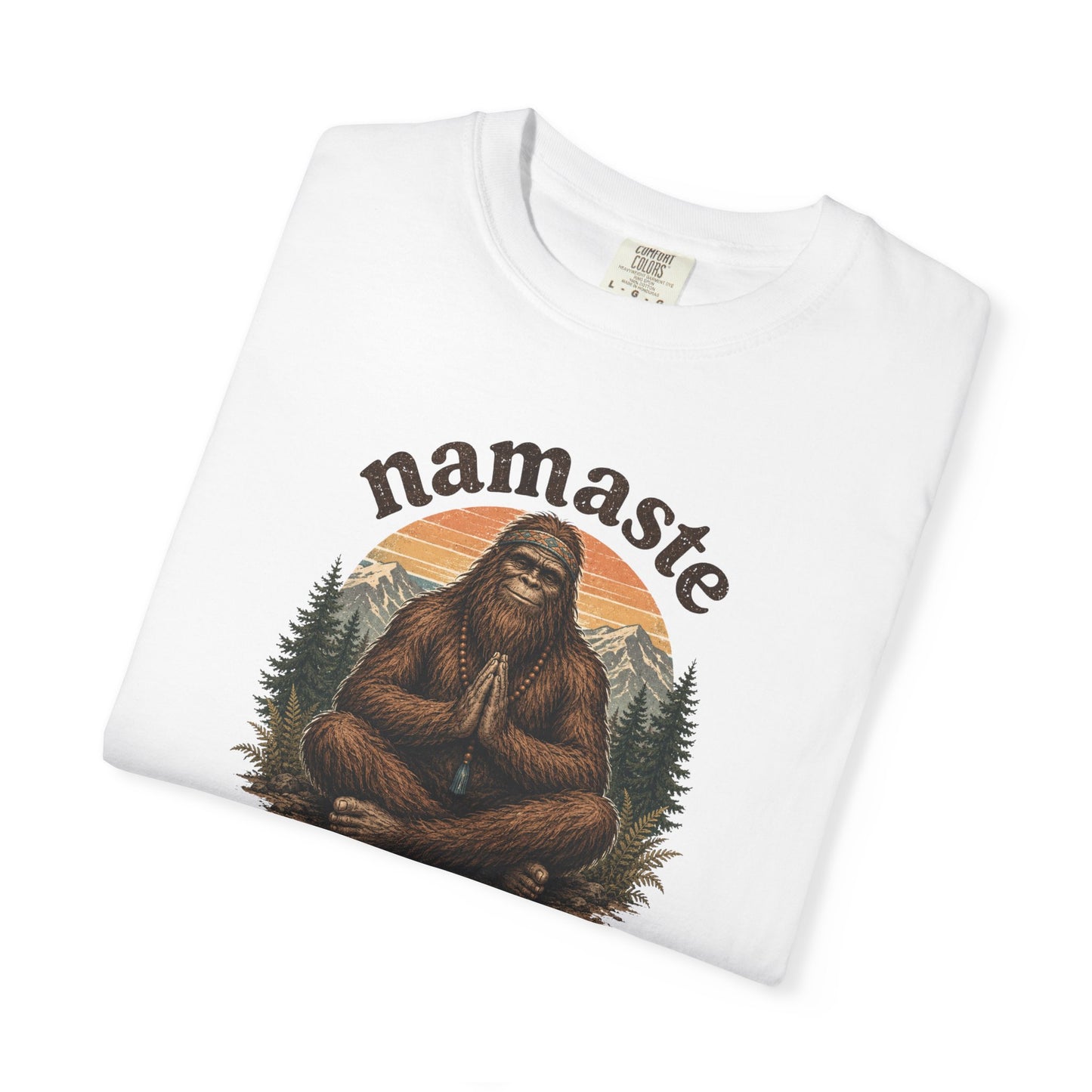 Namaste Y'all Bigfoot Sasquatch T-Shirt | Yoga Forest Illustration