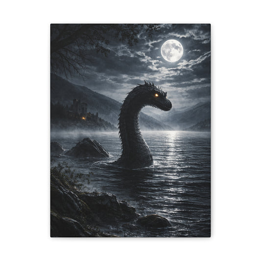 Loch Ness Monster Canvas Print | Dark Moonlit Series | 12x16 & 16x20
