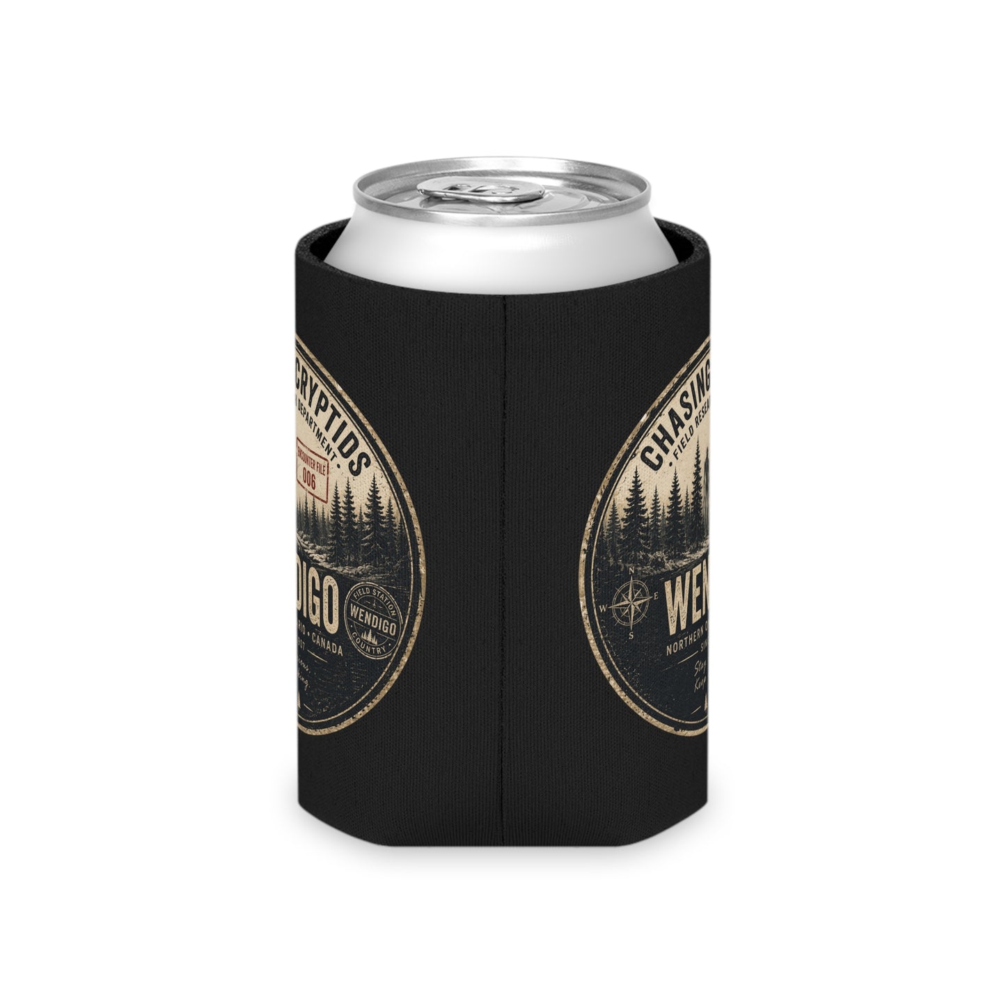 Wendigo Field Research Can Cooler | Chasing Cryptids | Encounter File 006 | Northern Ontario Cryptid Can Sleeve