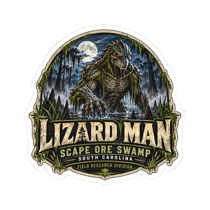 Lizard Man Sticker | Scape Ore Swamp South Carolina Cryptid Sticker | Reptilian Humanoid Field Research Decal | 3 or 4 Inch