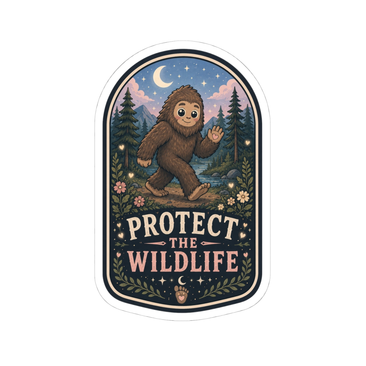 Protect the Wildlife Sasquatch woodland conservation vinyl sticker
