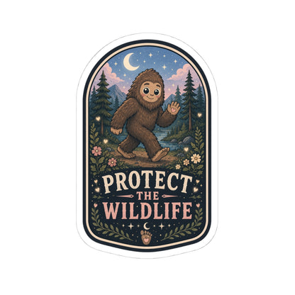 Protect the Wildlife Sasquatch woodland conservation vinyl sticker