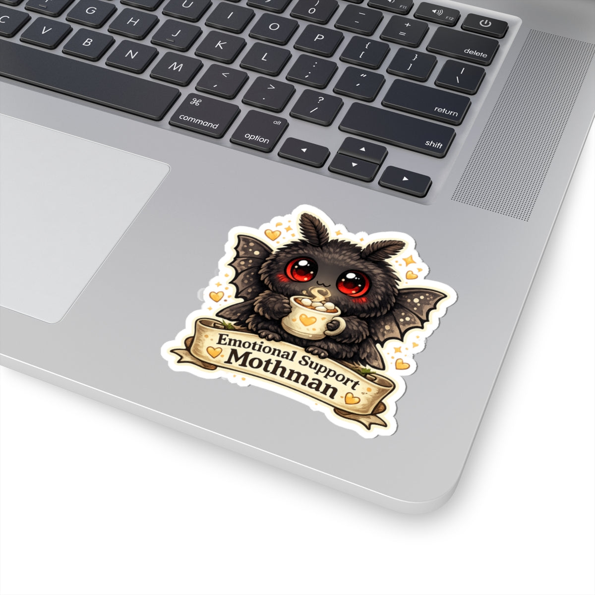 Emotional Support Mothman Sticker Cute Cryptid Kiss Cut Sticker Cozy Spooky Art