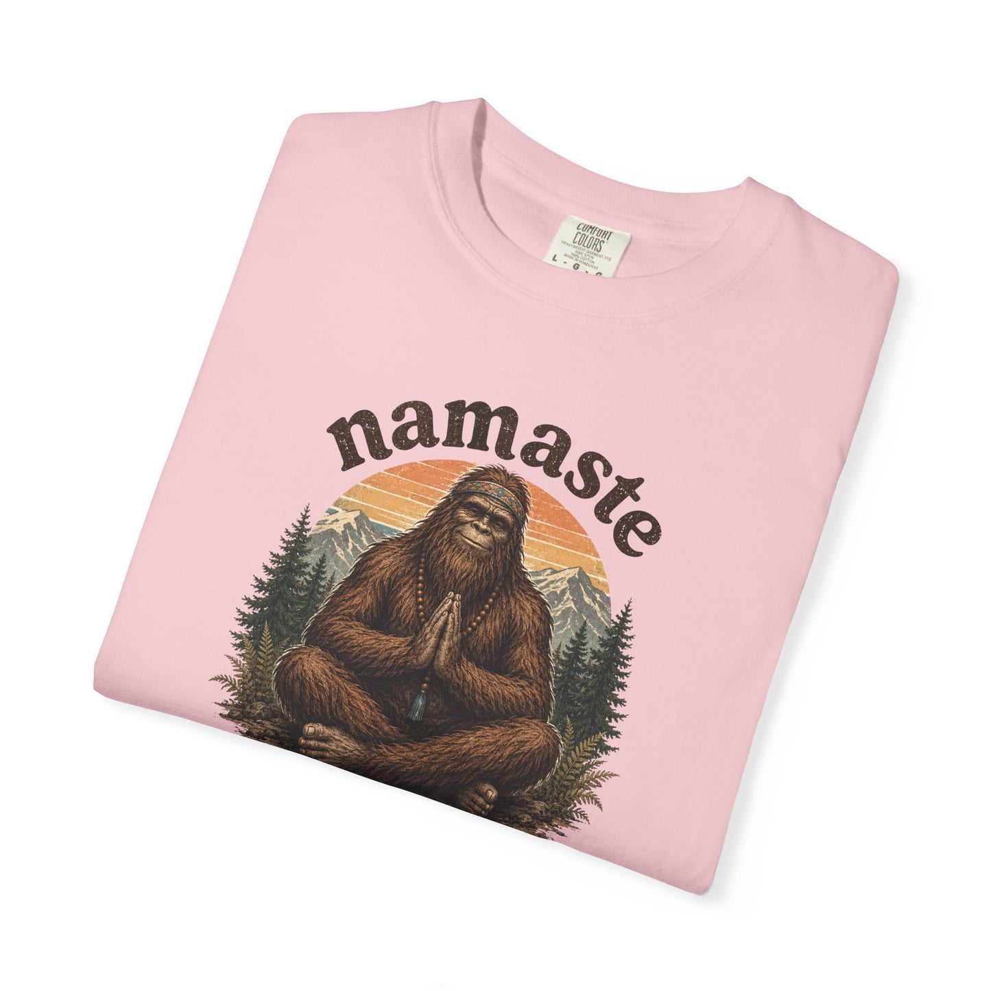 Namaste Y'all Bigfoot Sasquatch T-Shirt | Yoga Forest Illustration