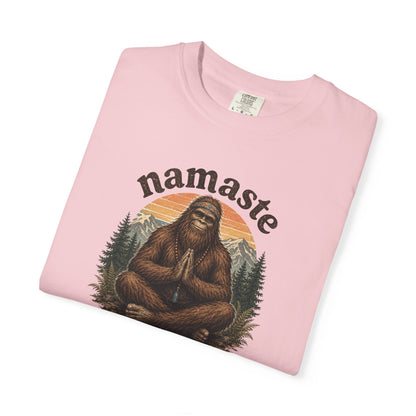 Namaste Y'all Bigfoot Sasquatch T-Shirt | Yoga Forest Illustration