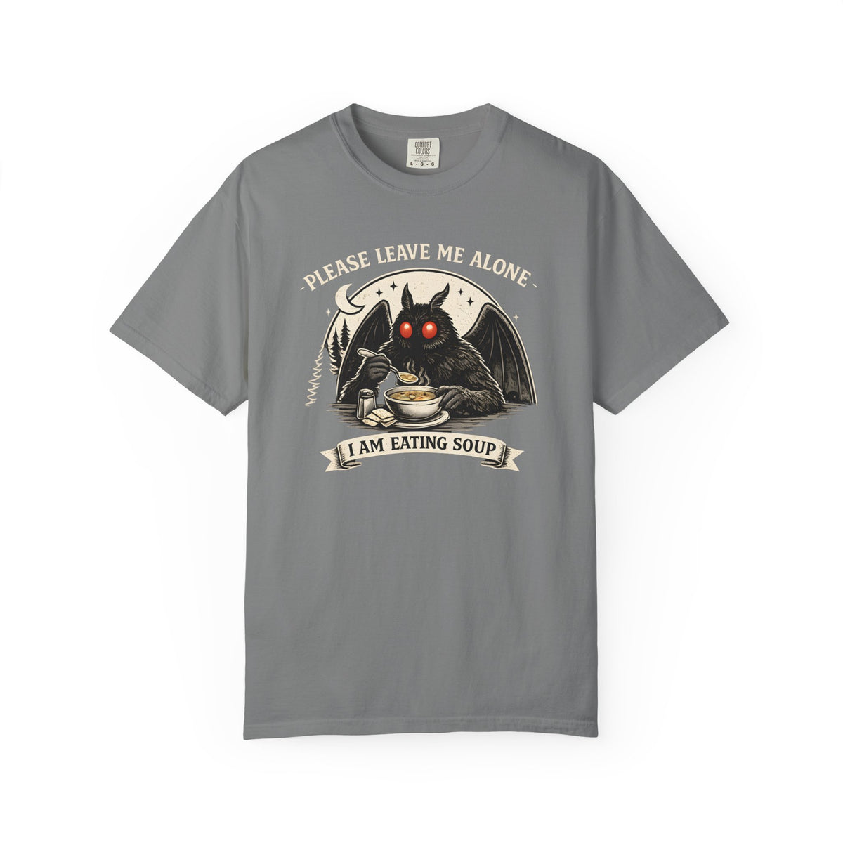 Please Leave Me Alone I Am Eating Soup Shirt Mothman Graphic Tee Comfort Colors 1717 Funny Cryptid Shirt Cozy Introvert Tee