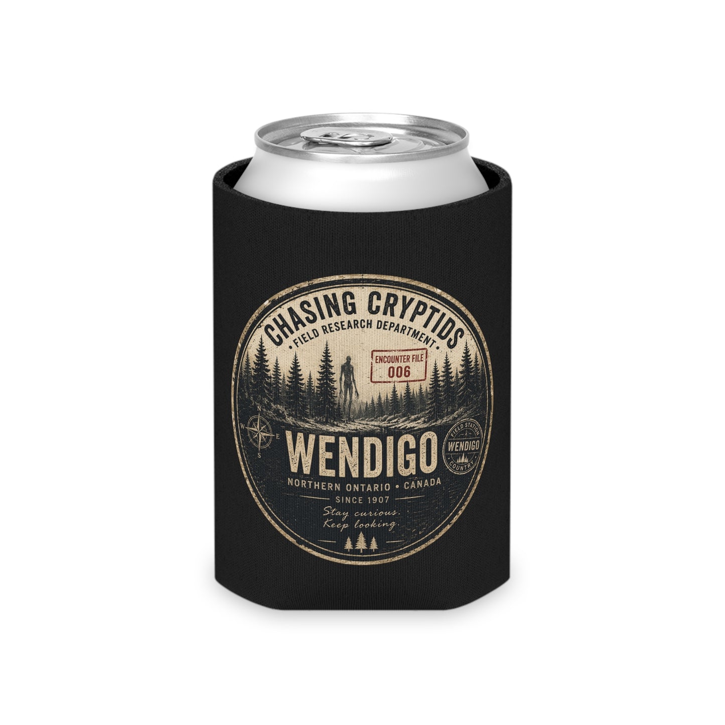Wendigo Field Research Can Cooler | Chasing Cryptids | Encounter File 006 | Northern Ontario Cryptid Can Sleeve