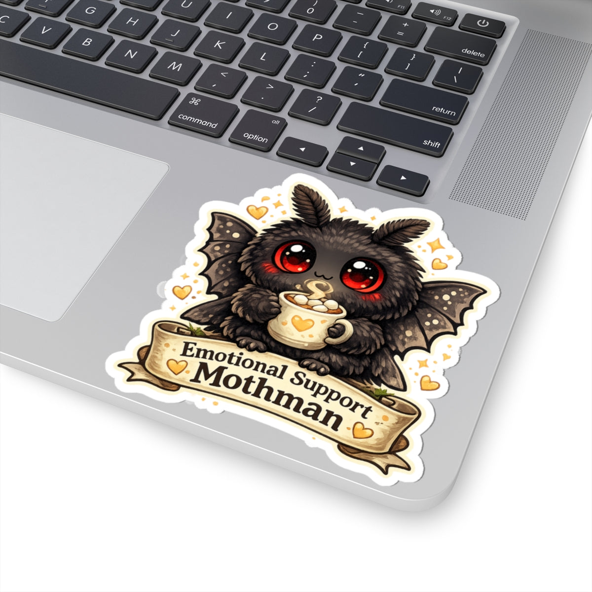 Emotional Support Mothman Sticker Cute Cryptid Kiss Cut Sticker Cozy Spooky Art