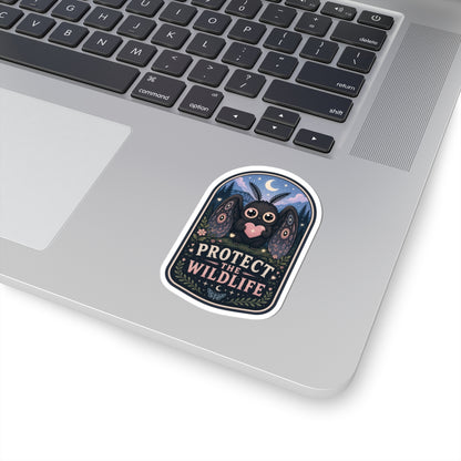 Protect the Wildlife Mothman holding a heart vinyl sticker