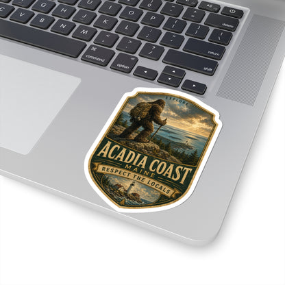Acadia Coast Maine Bigfoot lighthouse badge vinyl sticker