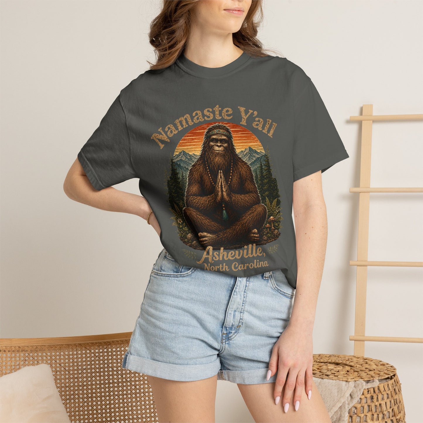 Namaste Y'all Sasquatch T-shirt | Asheville North Carolina