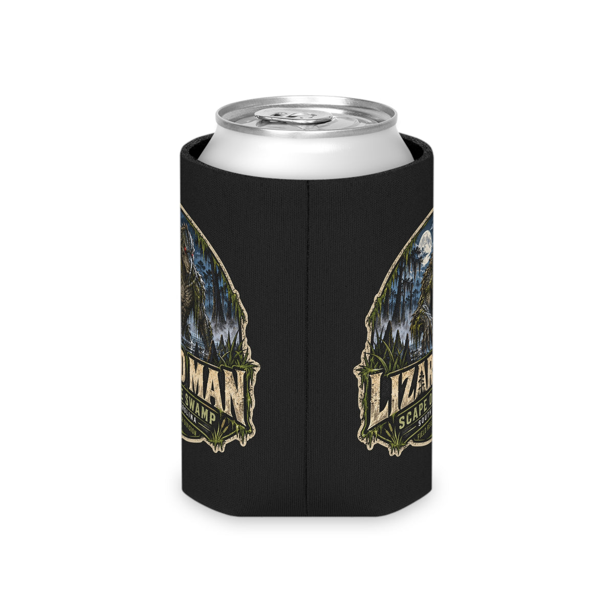 Lizard Man Can Cooler | Scape Ore Swamp South Carolina Cryptid Drink Sleeve | Reptilian Humanoid Beverage Holder | Cryptid Gift