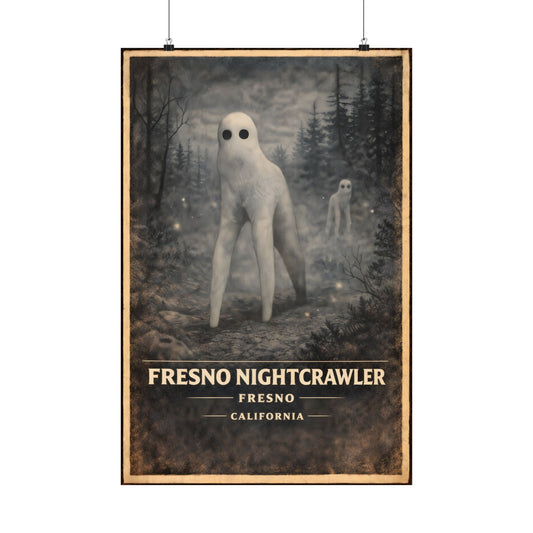 Fresno Nightcrawler Poster - Vintage Style Cryptid Wall Art, Fresno California Print, Retro Travel Poster Decor