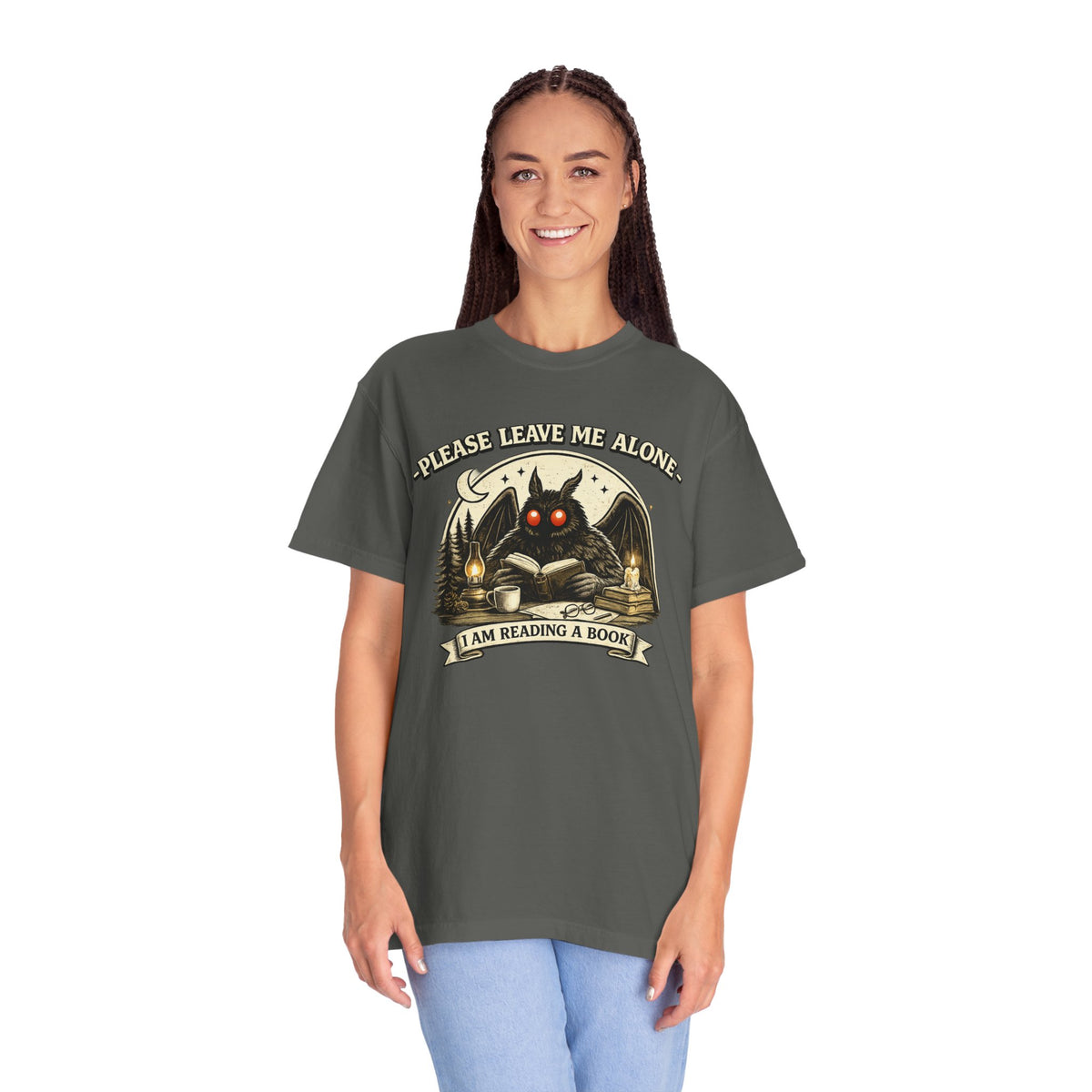 Please Leave Me Alone I Am Reading a Book Mothman T Shirt Cryptid Book Lover Tee