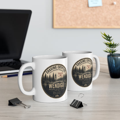 Wendigo Encounter File 006 Coffee Mug | Vintage Cryptid Camp Mug | Chasing Cryptids Field Research