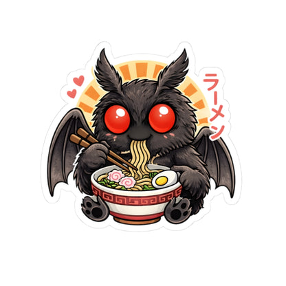 Mothman eating ramen kawaii kiss-cut vinyl sticker
