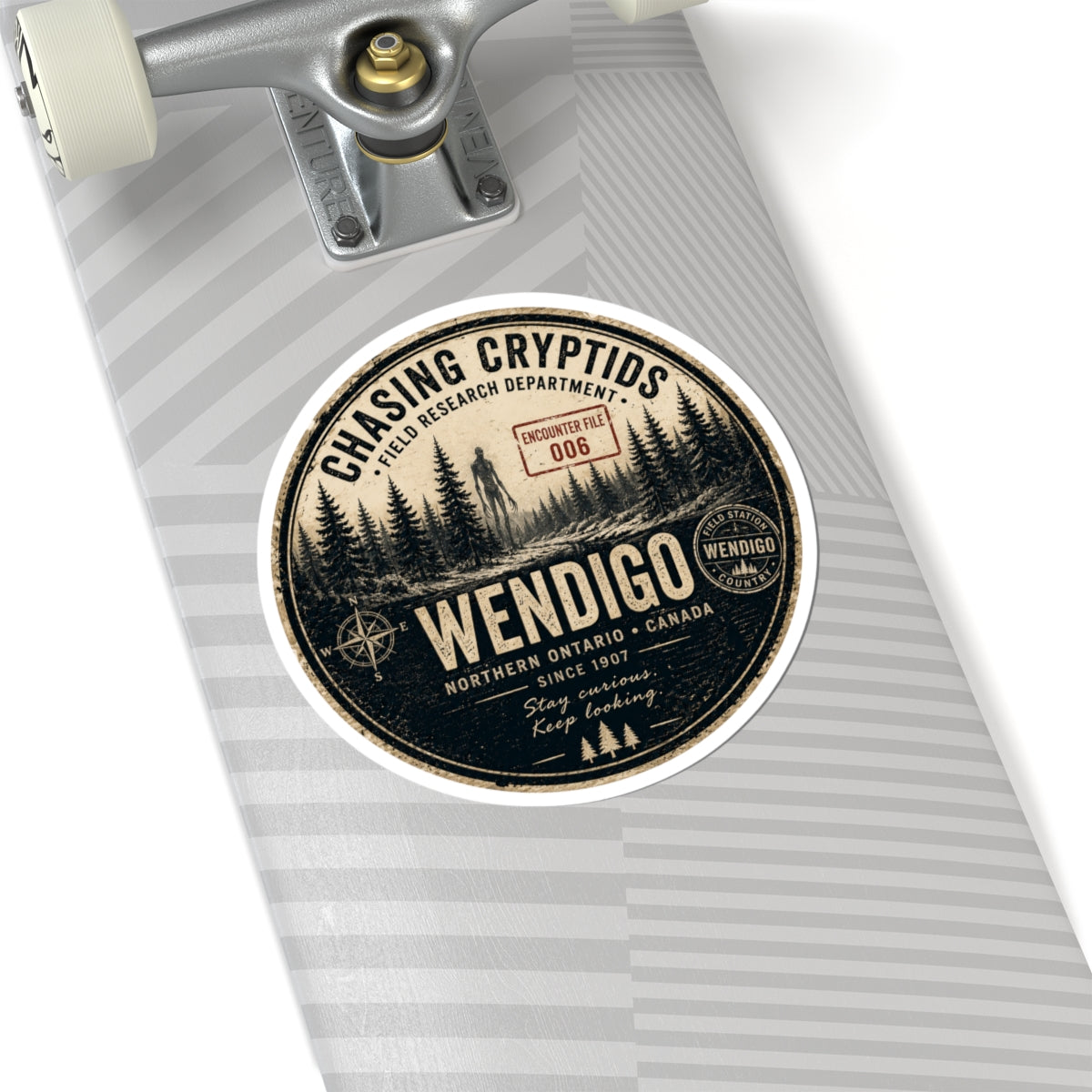 Wendigo Encounter File 006 Sticker | Chasing Cryptids Field Research | Vintage Cryptid Vinyl Decal
