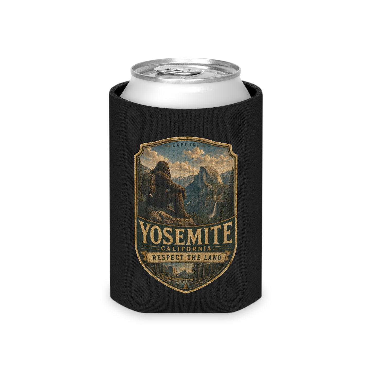 Yosemite vintage badge Bigfoot neoprene can cooler