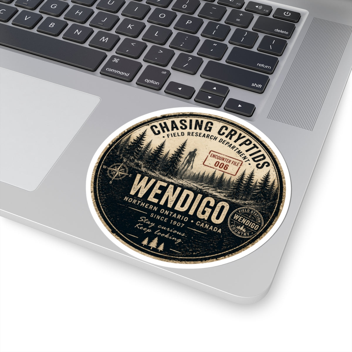 Wendigo Encounter File 006 Sticker | Chasing Cryptids Field Research | Vintage Cryptid Vinyl Decal