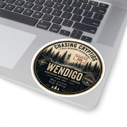 Wendigo Encounter File 006 Sticker | Chasing Cryptids Field Research | Vintage Cryptid Vinyl Decal