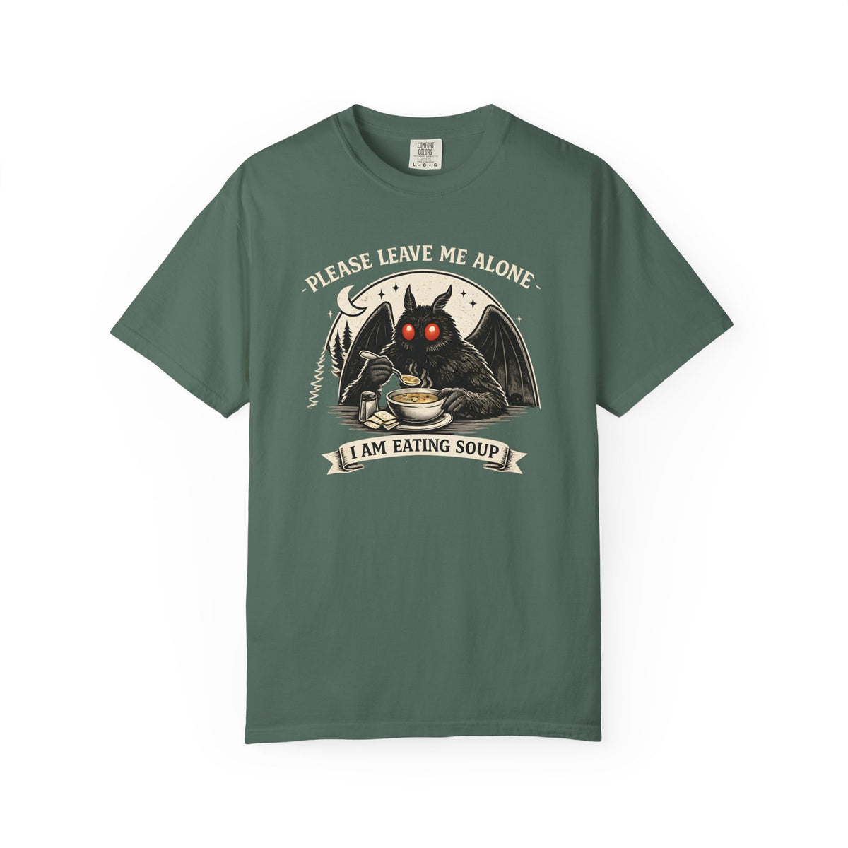 Please Leave Me Alone I Am Eating Soup Shirt Mothman Graphic Tee Comfort Colors 1717 Funny Cryptid Shirt Cozy Introvert Tee
