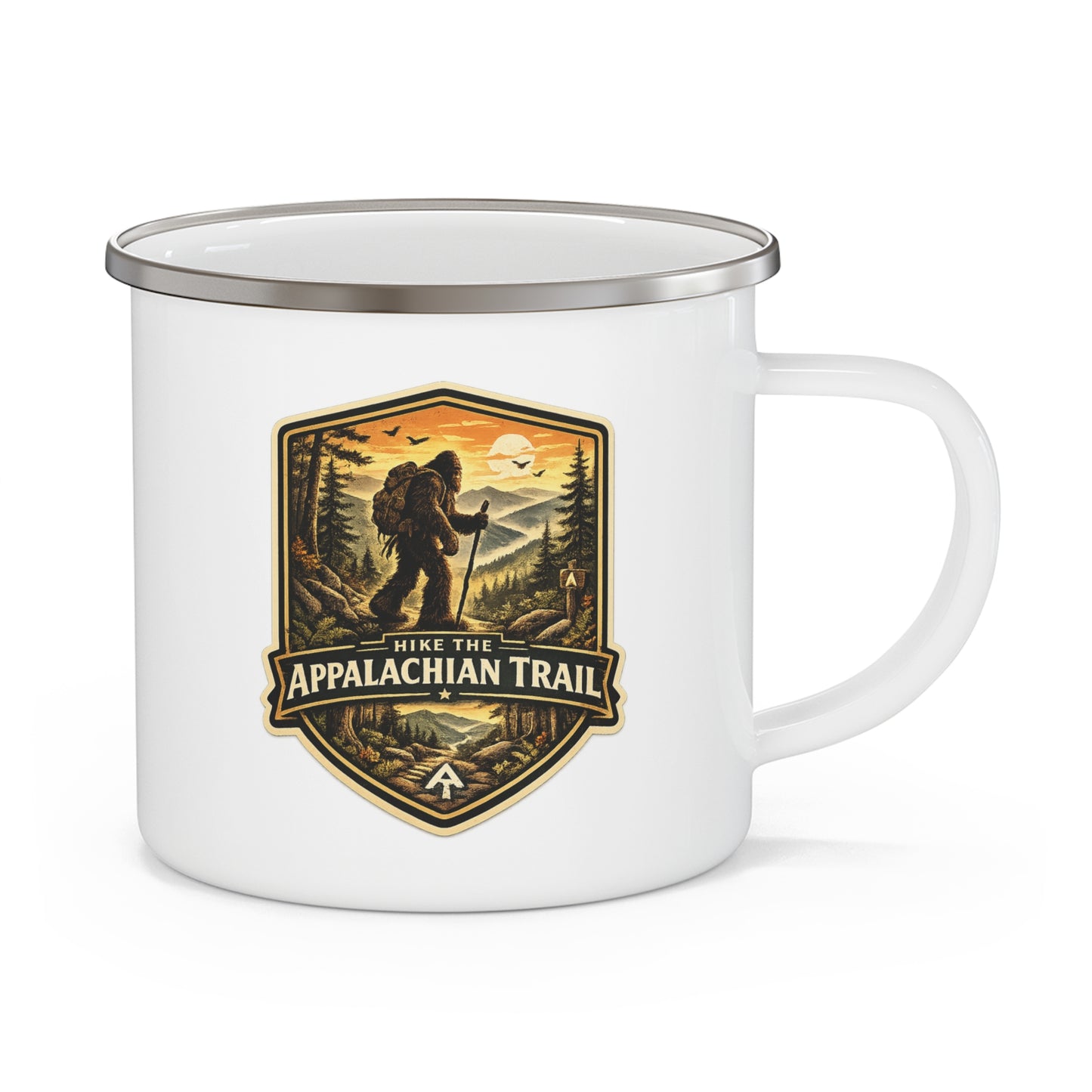 Hike the Appalachian Trail Enamel Camping Mug | Bigfoot Hiking Badge