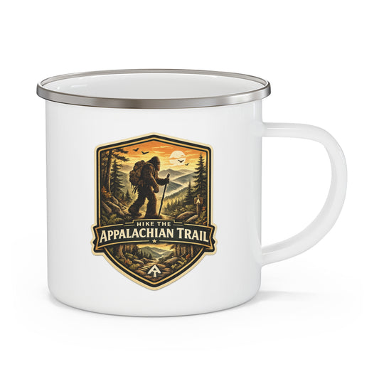 Hike the Appalachian Trail Enamel Camping Mug | Bigfoot Hiking Badge