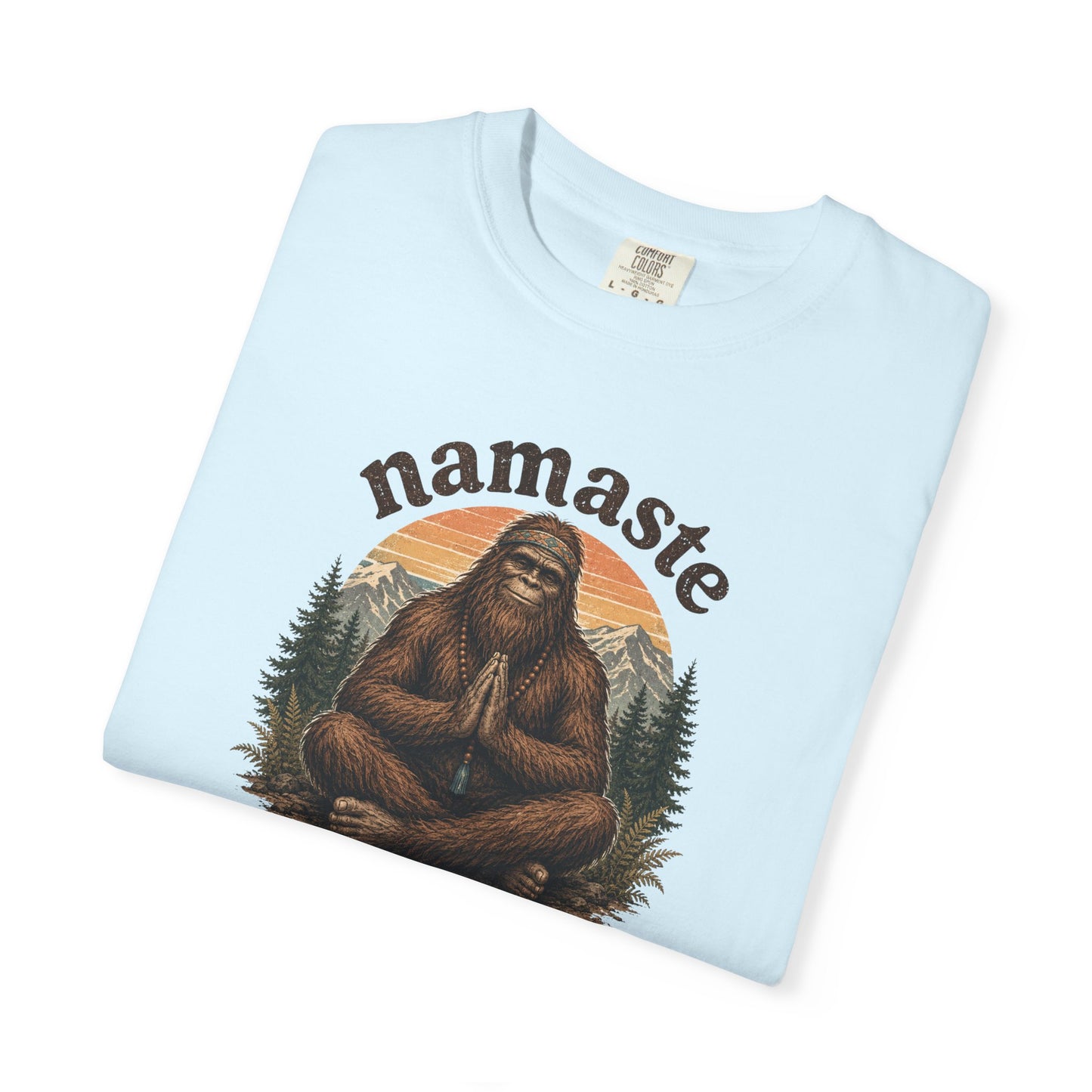 Namaste Y'all Bigfoot Sasquatch T-Shirt | Yoga Forest Illustration