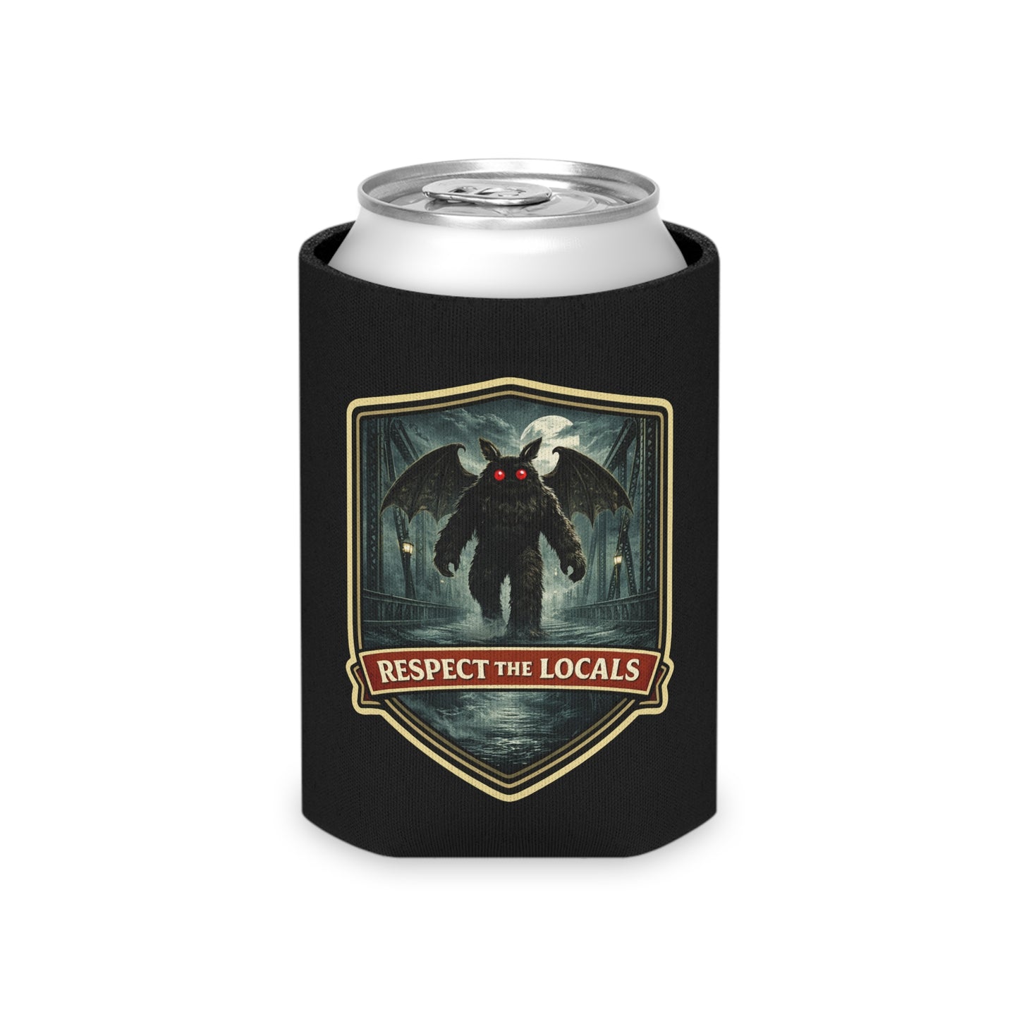 Mothman 'Respect the Locals' Can Cooler | Novelty Creature Beverage Cooler