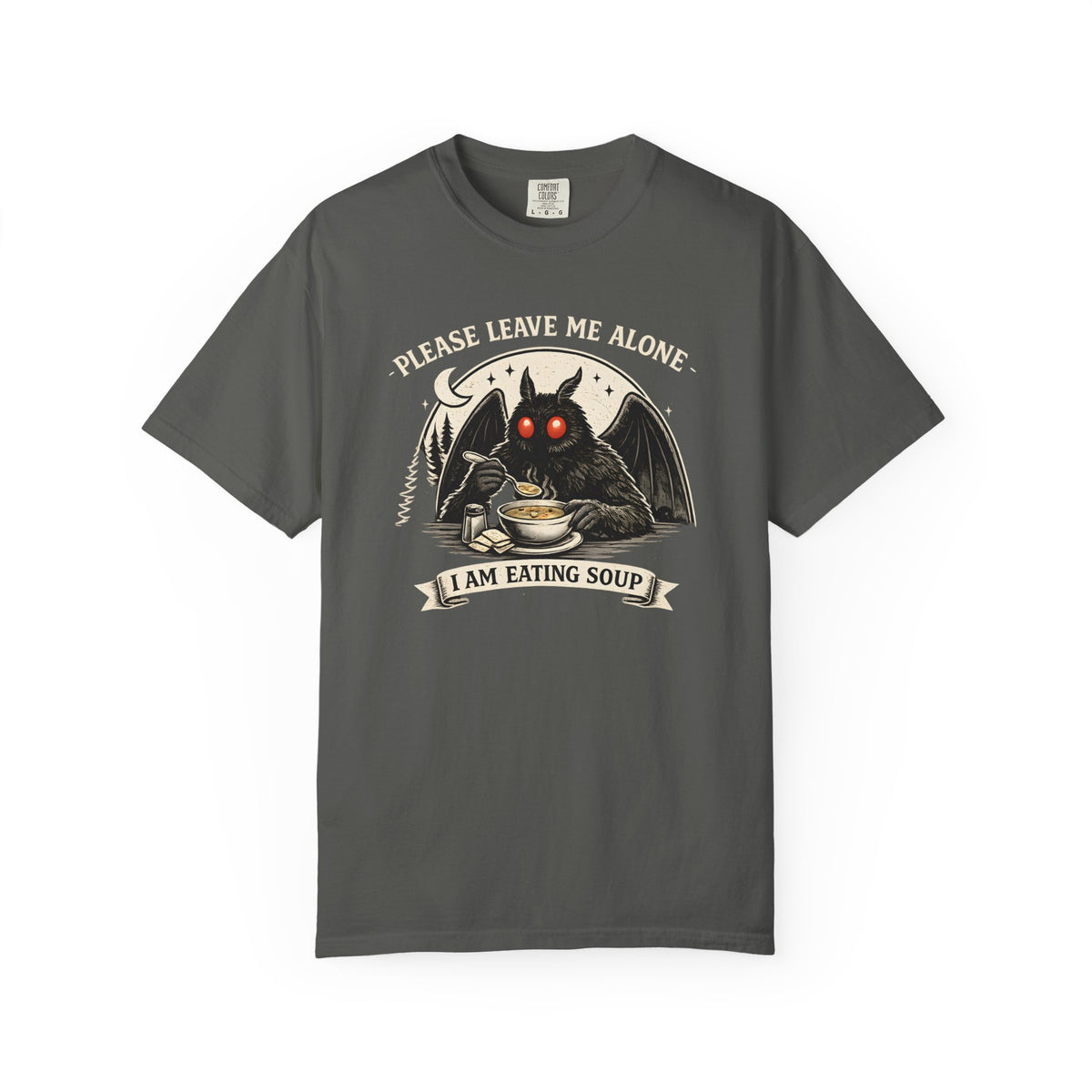 Please Leave Me Alone I Am Eating Soup Shirt Mothman Graphic Tee Comfort Colors 1717 Funny Cryptid Shirt Cozy Introvert Tee