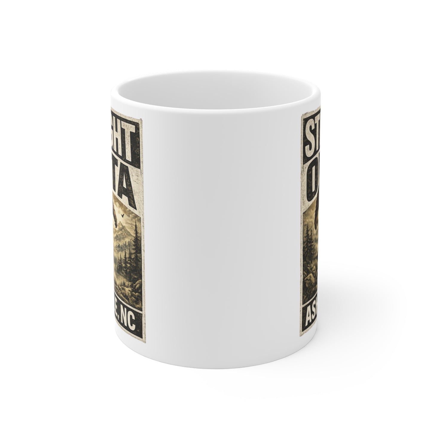 Straight Outta Asheville Mug | Bigfoot Sasquatch Mountain Design
