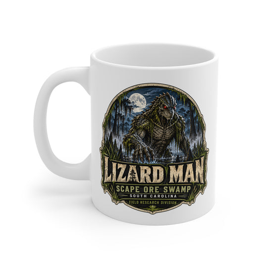 Lizard Man Mug | Scape Ore Swamp South Carolina Cryptid Mug | Reptilian Humanoid Coffee Cup | 11 oz Cryptid Gift