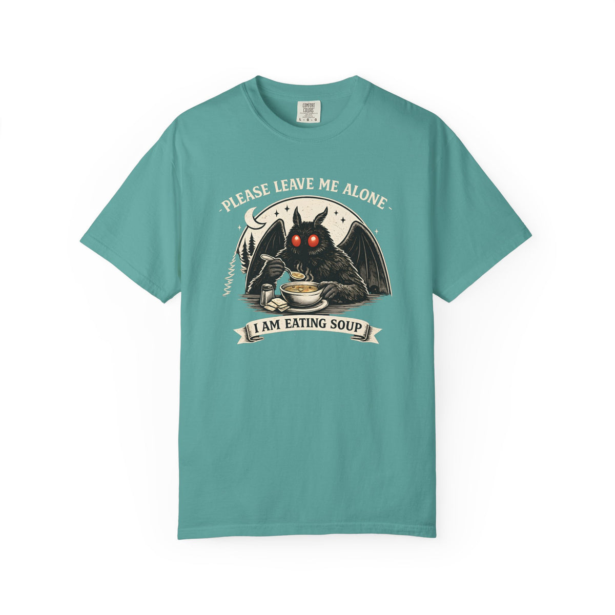 Please Leave Me Alone I Am Eating Soup Shirt Mothman Graphic Tee Comfort Colors 1717 Funny Cryptid Shirt Cozy Introvert Tee
