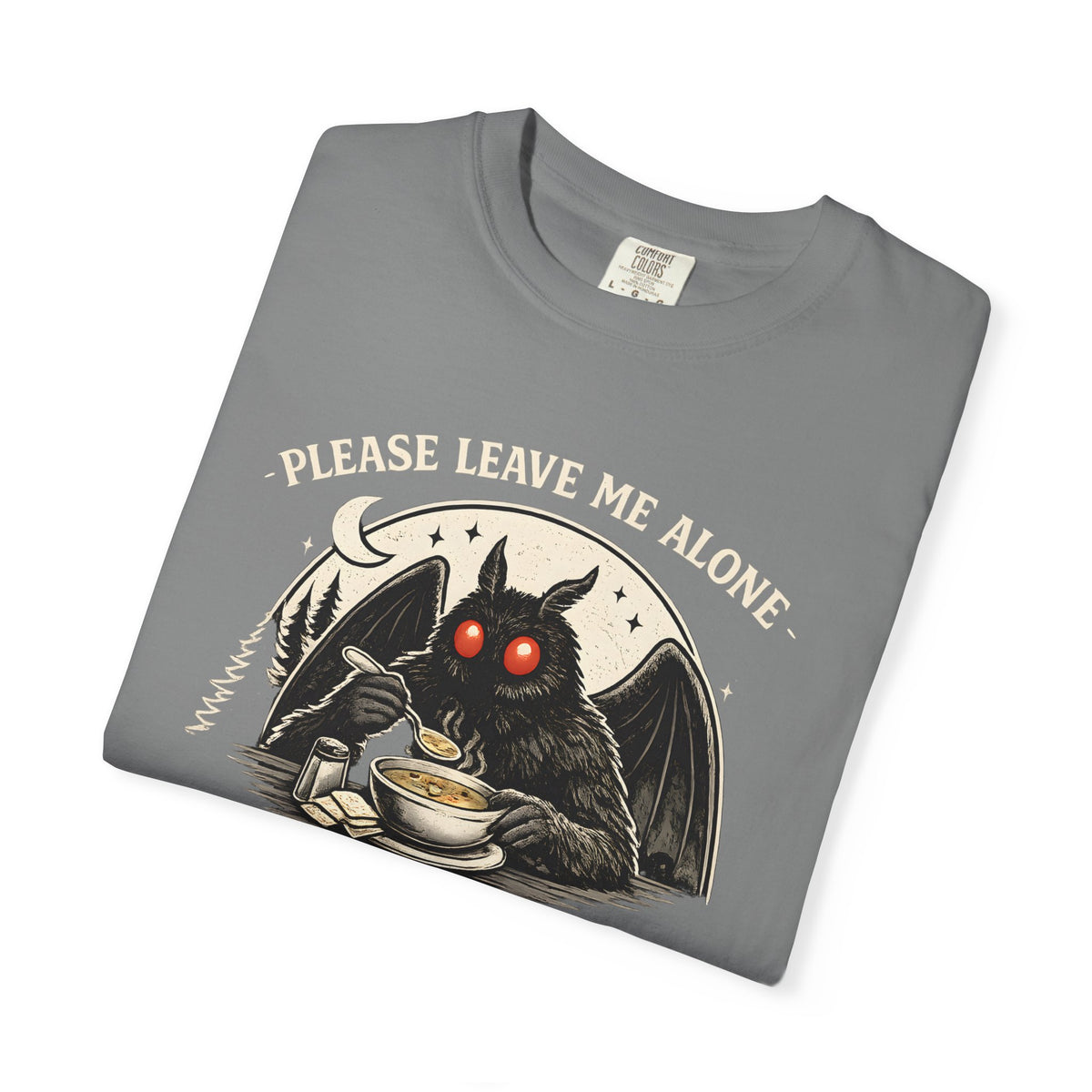 Please Leave Me Alone I Am Eating Soup Shirt Mothman Graphic Tee Comfort Colors 1717 Funny Cryptid Shirt Cozy Introvert Tee