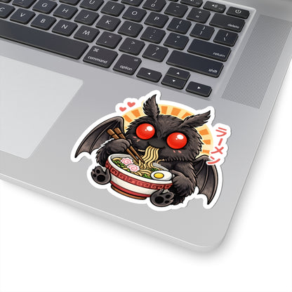 Mothman eating ramen kawaii kiss-cut vinyl sticker