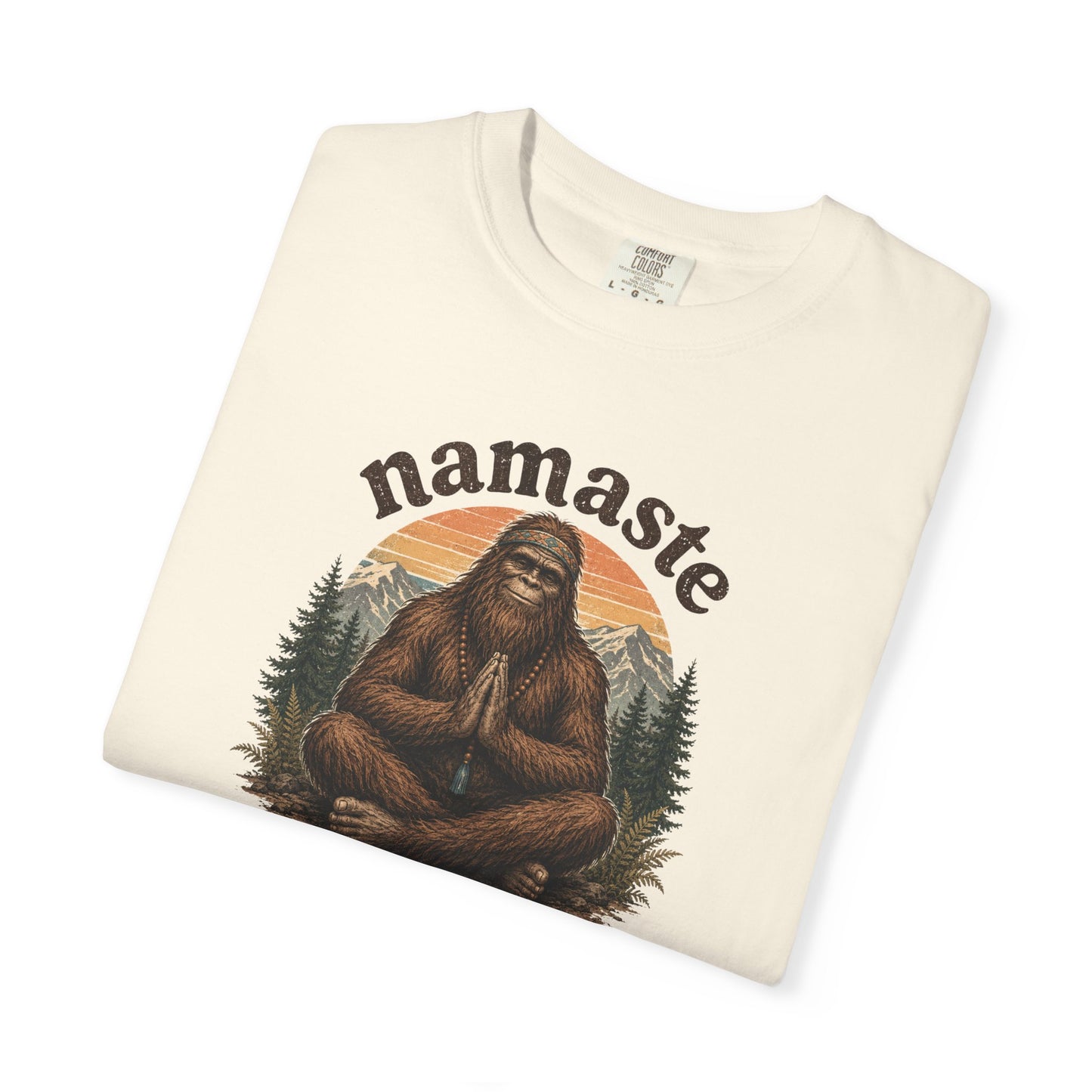 Namaste Y'all Bigfoot Sasquatch T-Shirt | Yoga Forest Illustration