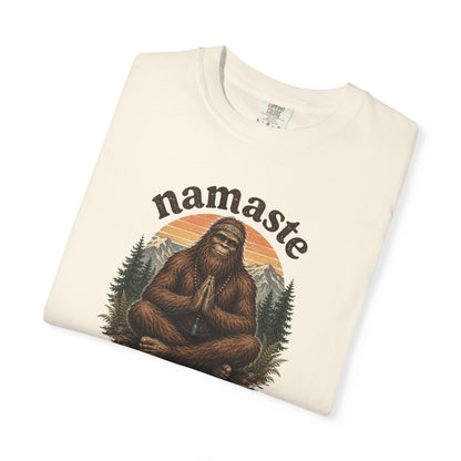 Namaste Y'all Bigfoot Sasquatch T-Shirt | Yoga Forest Illustration